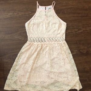 Pink Lace Dress with custom embellishments size M